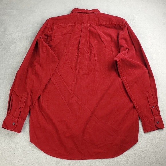 Vintage 90s Thomas Burberry Corduroy Shirt Mens Small Button Down Red Classic - Picture 2 of 13